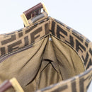 FENDI Zucca Canvas Shoulder Bag Brown Black Auth AMZ054A-17