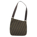FENDI Zucca Canvas Shoulder Bag Brown Black Auth AMZ054A-13