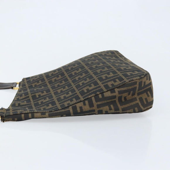 FENDI Zucca Canvas Shoulder Bag Brown Black Auth AMZ054A