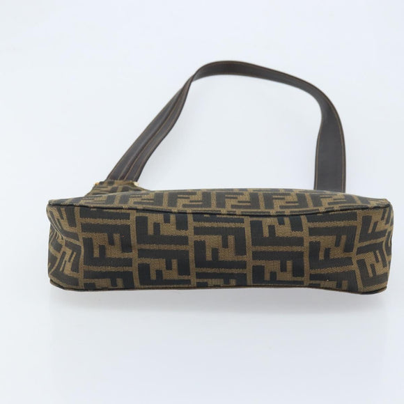 FENDI Zucca Canvas Shoulder Bag Brown Black Auth AMZ054A