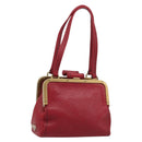 PRADA Hand Bag Leather Red Gold Auth AMZ057A-1