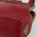 PRADA Hand Bag Leather Red Gold Auth AMZ057A-16