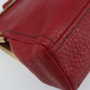 PRADA Hand Bag Leather Red Gold Auth AMZ057A-17