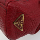 PRADA Hand Bag Leather Red Gold Auth AMZ057A-18
