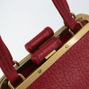 PRADA Hand Bag Leather Red Gold Auth AMZ057A-9