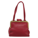 PRADA Hand Bag Leather Red Gold Auth AMZ057A-13