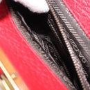 PRADA Hand Bag Leather Red Gold Auth AMZ057A-23