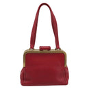 PRADA Hand Bag Leather Red Gold Auth AMZ057A-2