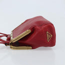 PRADA Hand Bag Leather Red Gold Auth AMZ057A-4