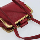 PRADA Hand Bag Leather Red Gold Auth AMZ057A-6