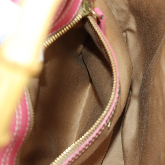 Miu Miu Tote Bag Raffia Pink Gold Auth AMZ060V