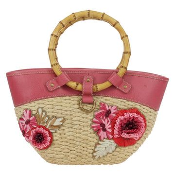 Miu Miu Tote Bag Raffia Pink Gold Auth AMZ060V - 0