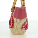 Miu Miu Tote Bag Raffia Pink Gold Auth AMZ060V-4