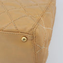 CHANEL Wild Stitch Hand Bag Leather Beige Gold CC Auth AMZ064-14