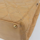 CHANEL Wild Stitch Hand Bag Leather Beige Gold CC Auth AMZ064-16