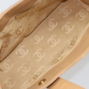 CHANEL Wild Stitch Hand Bag Leather Beige Gold CC Auth AMZ064-11
