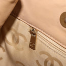 CHANEL Wild Stitch Hand Bag Leather Beige Gold CC Auth AMZ064-23