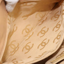 CHANEL Wild Stitch Hand Bag Leather Beige Gold CC Auth AMZ064-24