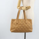 CHANEL Wild Stitch Hand Bag Leather Beige Gold CC Auth AMZ064-25
