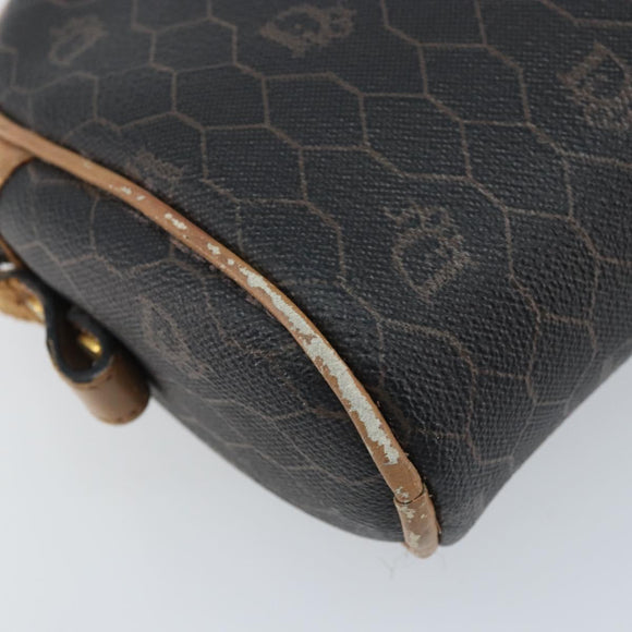 Christian Dior Honeycomb Canvas Shoulder Bag PVC Black Gold Auth AMZ067