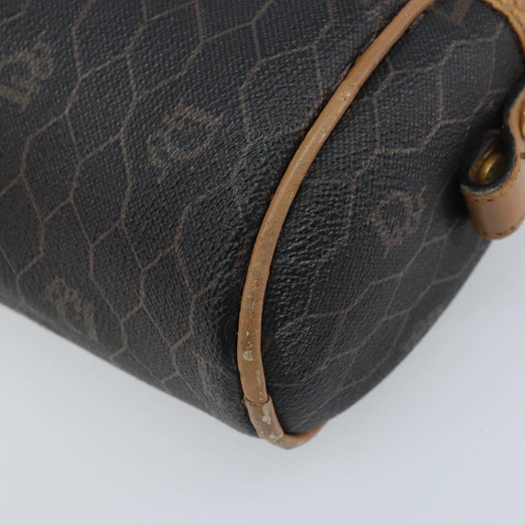Christian Dior Honeycomb Canvas Shoulder Bag PVC Black Gold Auth AMZ067
