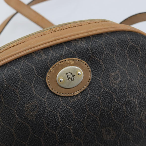 Christian Dior Honeycomb Canvas Shoulder Bag PVC Black Gold Auth AMZ067
