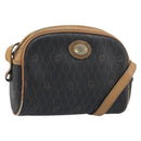 Christian Dior Honeycomb Canvas Shoulder Bag PVC Black Gold Auth AMZ067-1