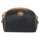 Christian Dior Honeycomb Canvas Shoulder Bag PVC Black Gold Auth AMZ067-13
