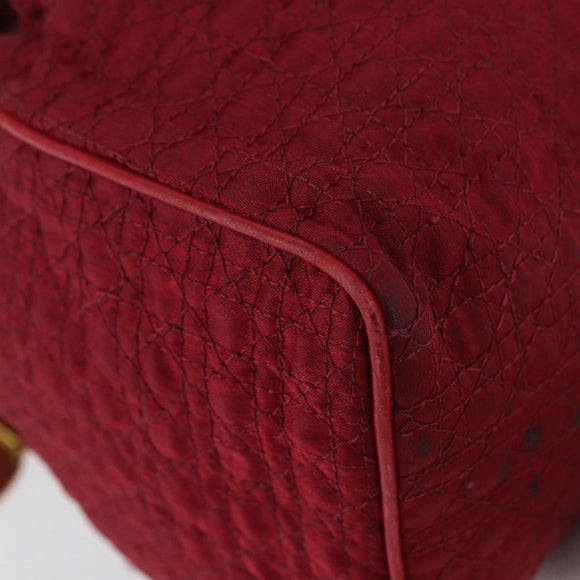 Christian Dior Canage Pouch Nylon Red Gold Auth AMZ069