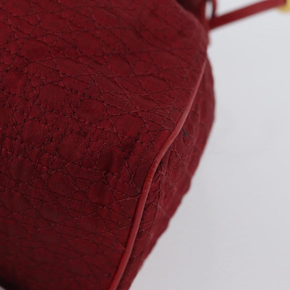 Christian Dior Canage Pouch Nylon Red Gold Auth AMZ069