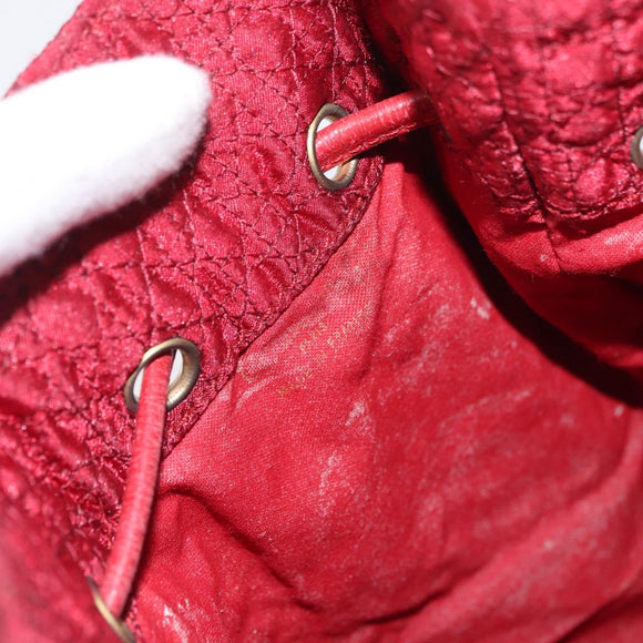 Christian Dior Canage Pouch Nylon Red Gold Auth AMZ069