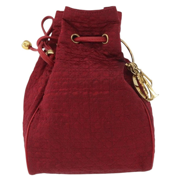 Christian Dior Canage Pouch Nylon Red Gold Auth AMZ069