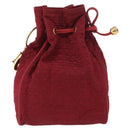Christian Dior Canage Pouch Nylon Red Gold Auth AMZ069-2