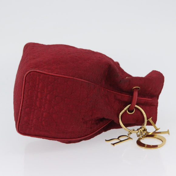 Christian Dior Canage Pouch Nylon Red Gold Auth AMZ069