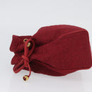 Christian Dior Canage Pouch Nylon Red Gold Auth AMZ069-4