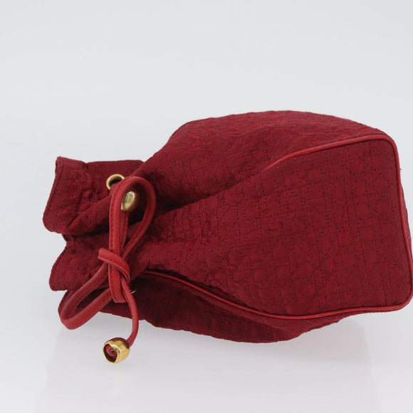 Christian Dior Canage Pouch Nylon Red Gold Auth AMZ069