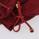 Christian Dior Canage Pouch Nylon Red Gold Auth AMZ069-8