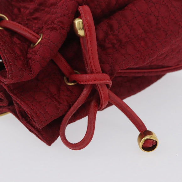 Christian Dior Canage Pouch Nylon Red Gold Auth AMZ069