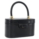 GUCCI Vanity Hand Bag Leather Black Gold Auth AMZ071A-1