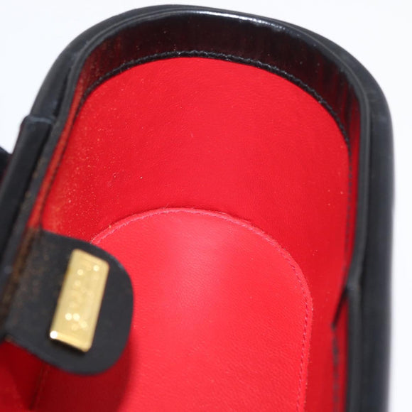 GUCCI Vanity Hand Bag Leather Black Gold Auth AMZ071A
