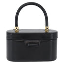 GUCCI Vanity Hand Bag Leather Black Gold Auth AMZ071A-2