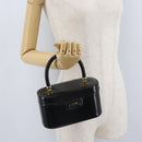 GUCCI Vanity Hand Bag Leather Black Gold Auth AMZ071A-22
