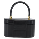 GUCCI Vanity Hand Bag Leather Black Gold Auth AMZ071A-3