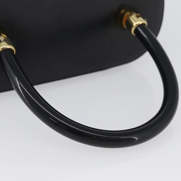 GUCCI Vanity Hand Bag Leather Black Gold Auth AMZ071A