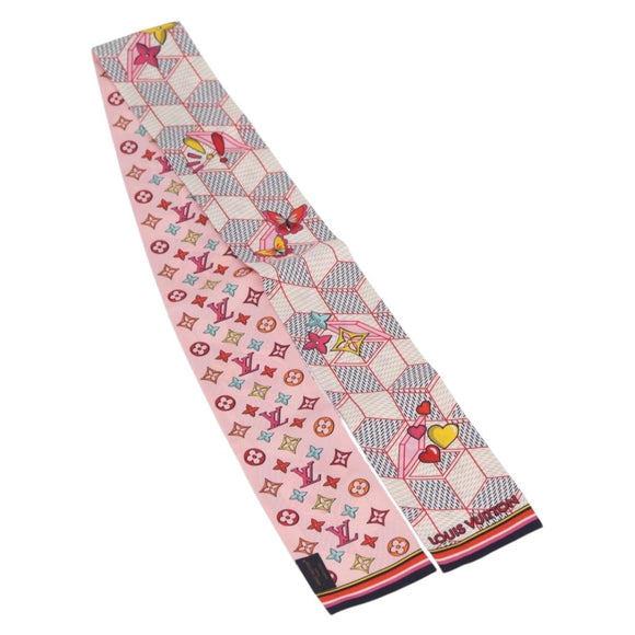 LOUIS VUITTON Bandeau Damier Pop Up Scarf Silk White M77697 LV Auth AMZ072M