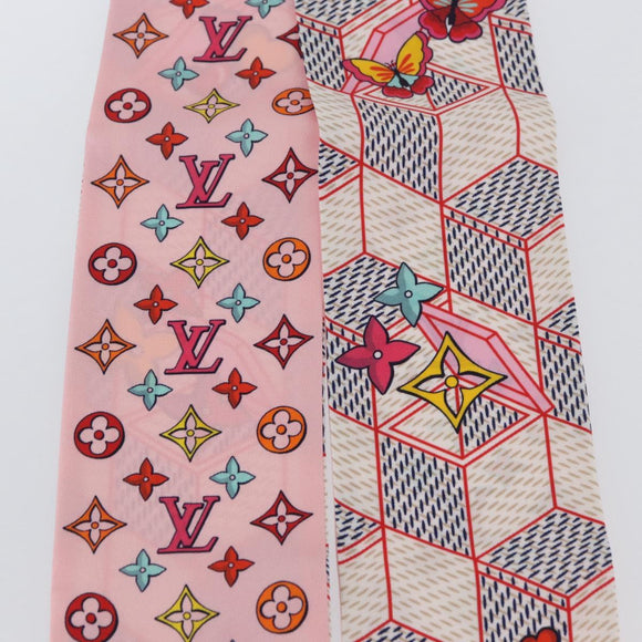 LOUIS VUITTON Bandeau Damier Pop Up Scarf Silk White M77697 LV Auth AMZ072M