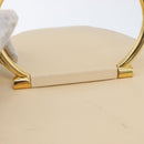 CELINE Vanity Hand Bag Leather Ivory Gold Auth AMZ074A-19