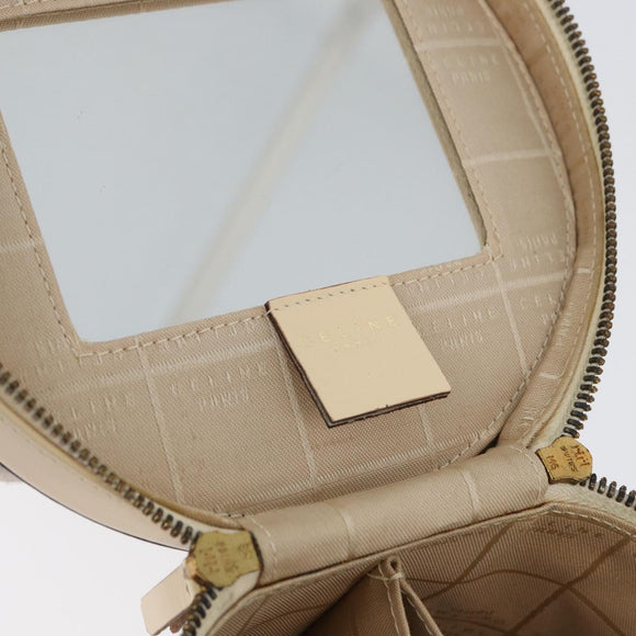 CELINE Vanity Hand Bag Leather Ivory Gold Auth AMZ074A