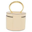 CELINE Vanity Hand Bag Leather Ivory Gold Auth AMZ074A-2