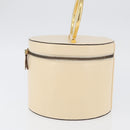 CELINE Vanity Hand Bag Leather Ivory Gold Auth AMZ074A-3